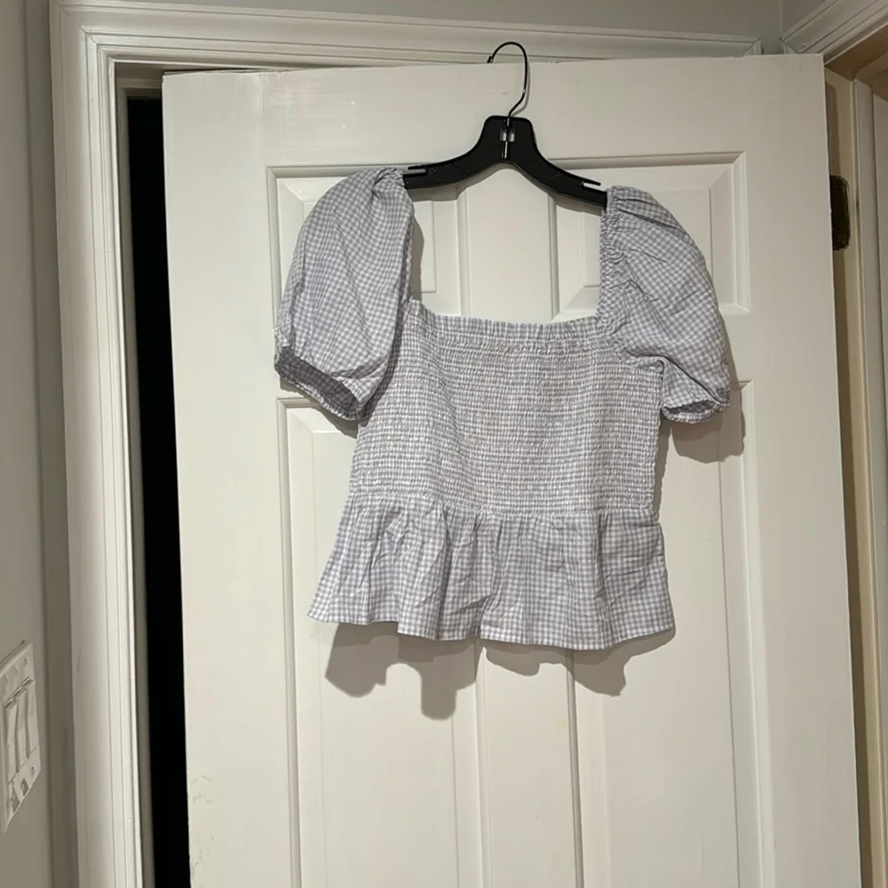 J. Crew NWT Gingham Puff Sleeve Top